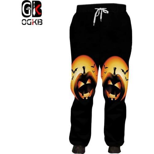 OGKB Lady Large Size Leisure Pants 3D Printed Halloween Pumpkin The New Listing Trousers Woman Spandex Sweatpants