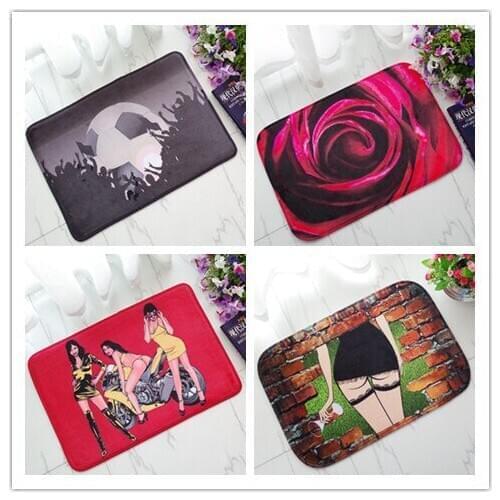 Personalized Pattern Door Mats Thicken Flannel Absorbent Bathroom Doormat Entrance Door Anti-slip Mat