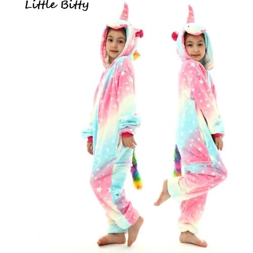 One Piece Hooded Kigurumi Pajamas Teen Girls Unicorn Pajamas Winter Flannel Warm Sleepwear Animal Pijama Homewear Adult Jumpsuit