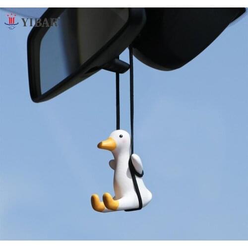 Little Duck Swing Car Pendant Decoration Cute Duck Auto Rear View Mirror Pendant For Car Goods Interior Decoration Accessories