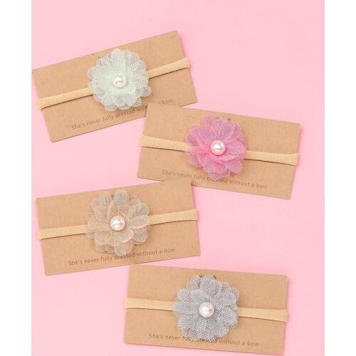 1 PCS Baby Girl Lace Flower Headband Hair Accessories Clothes Band Newborn Headwear Headwrap Hairband Pearl Toddlers Hairband