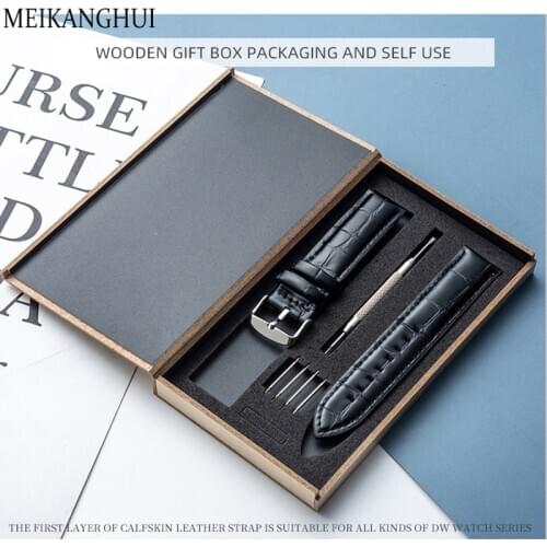 Watchband 12mm - 22mmCalf Genuine Leather Watch Band Alligator Grain Watch Strap+box