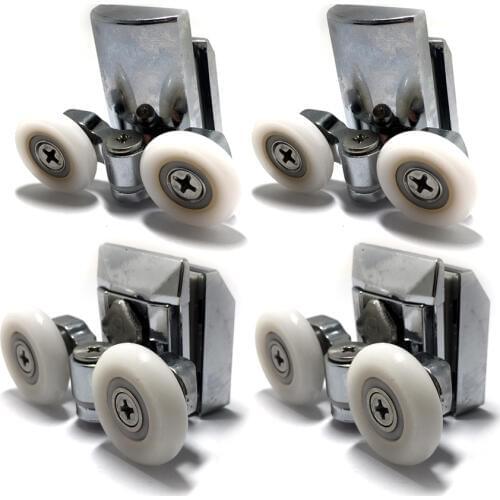 4 x double Zinc Alloy Shower Door ROLLERS/Runners/Wheels 23mm wheel