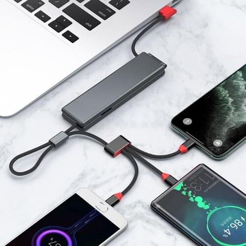 3in1 Data USB Cable for iPhone Fast Charger Charging Cable For Android phone type c xiaomi huawei Samsung Charger Wire For iPad