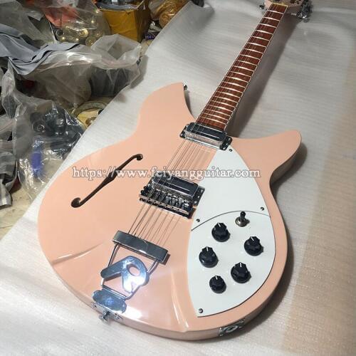 High quality pink 360 electric guitar, 12 string electric guitar, semi-hollow guitar, neck 3, R bridge, real photo