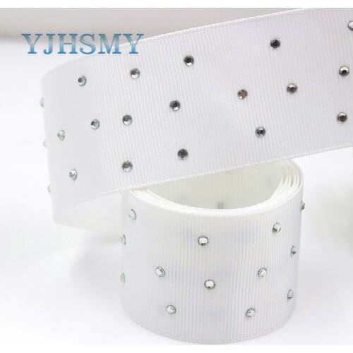 YJHSMY I-181106-171,5yards/lot,38mm Solid color white diamond Ribbons Thermal transfer Printed grosgrain,DIY wrapping materials