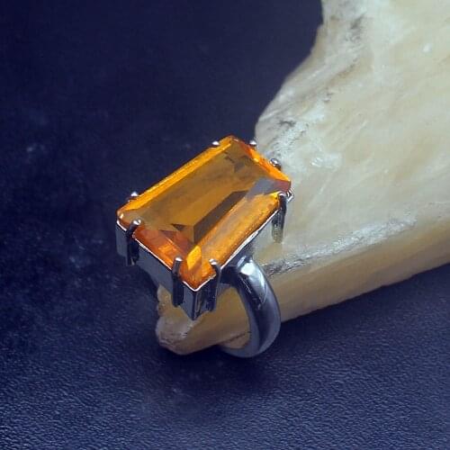 Gemstonefactory Jewelry Big Promotion Single Unique 925 Silver Honey Topaz Solitaire Women Men Gifts Band Rings 8# 20212962