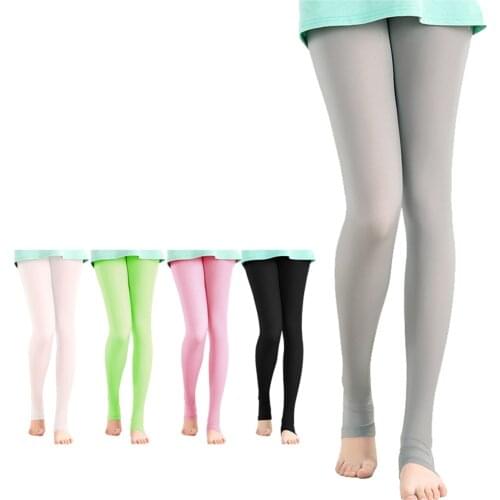 Womens Sun Protection Pants Summer High Elastic Ice Silk Leggings Breathable Soft Foot Socks Tights Rompers Stockings