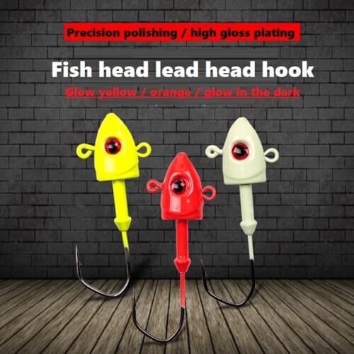 1pcs Fish head lead head hook Lure Metal Bait 7-32g Luminous long shot Bait Jigging Winter Ice Fishing Hook Fishing Tackle
