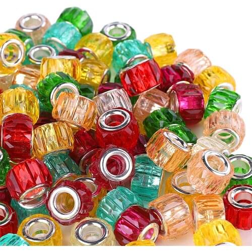 10Pcs/lot Striped Big Hole European Beads Spacer Beads Charms fit Pandora Bracelet Chain Necklace Earrings DIY Jewelry Making