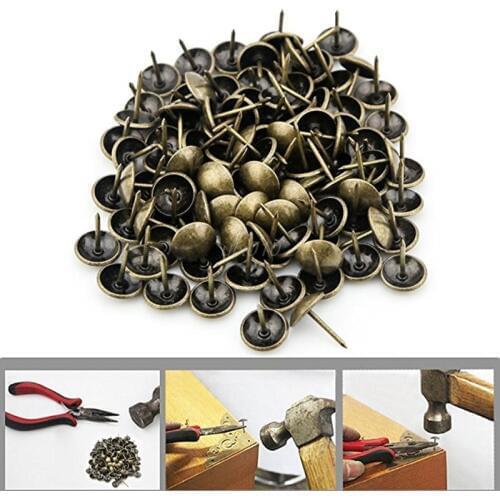 100Pcs Antique Brass Bronze Upholstery Nail Jewelry Gift Wine Case Box Sofa Decorative Tack Stud Pushpin Doornail Hardware July