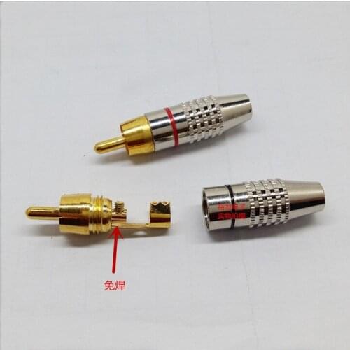 100pcs RCA lotus plug gold-plated solderless AV audio microphone audio and video plug RCA video plug