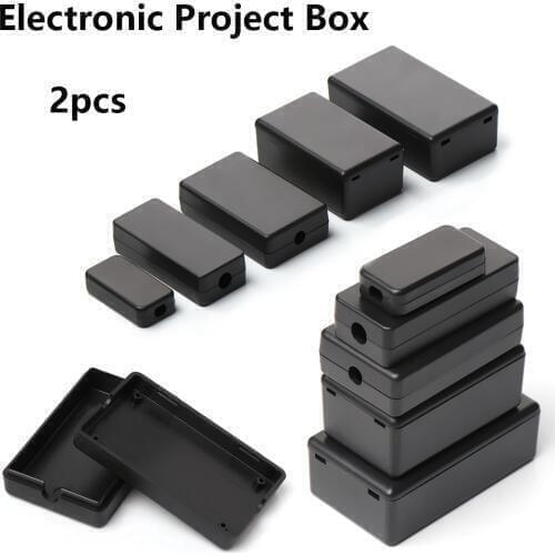 2pcs ABS Plastic Waterproof Black DIY Housing Instrument Case Plastic Electronic Project Box Electric Supplies 5 sizes