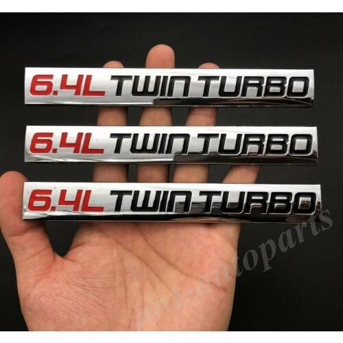 3pcs Metal Chrome 6.4L Twin Turbo Engine Car Trunk Emblem Badge Decals Sticker