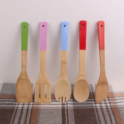 30CM Bamboo Utensil Kitchen Wooden Cooking Tools Spoon Spatula Mixing Professional Drop Shipping