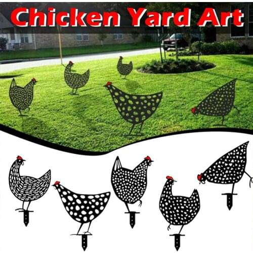 5pcs Hen Yard Decor Lawn Stakes Gardening Ornaments Acrylic Black Black Chicken Art Gardening Gift Yard Decor Art Creative New