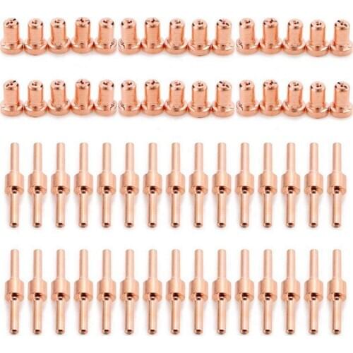 60pcs Red Copper Extended Long Plasma Cutter Tip Electrodes&Nozzles Kit Consumable For PT31 LG40 40A Cutting Welder Torch