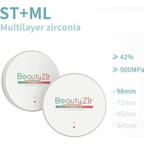 【6.18】ST+ML multilayer dental zirconia blank diameter 98mm super translucency dental zirconia discs