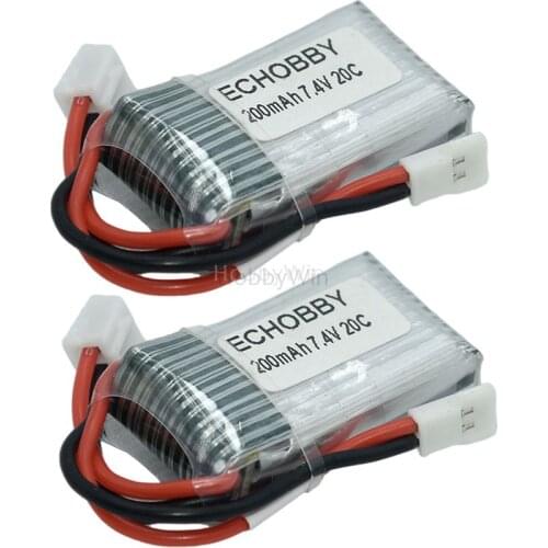 7.4V 2S 200mAh 20C LiPO Battery JST plug for RC scale 1/36 Model Buggy Truck F3P Indoor micro aircraft