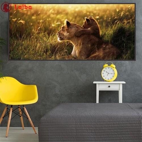 Diamond Painting Modern animal art, lion parent-child Cross Stitch Diamond Mosaic Picture Embroidery crystal Beaded Handicraft