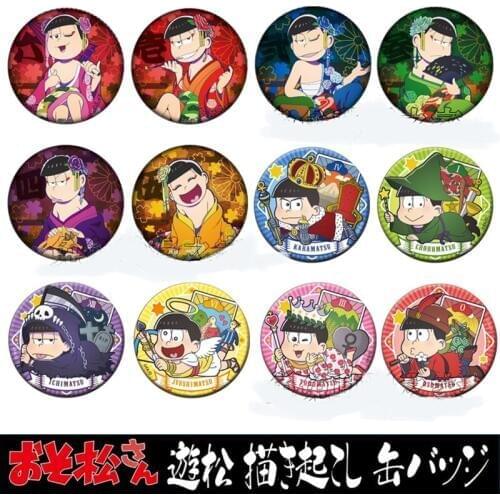 58MM Animation Osomatsu San Matsuno Osomatsu Karamatsu Matsuno Todomatsu Queen Of Flowers Version Badges Brooch Pins