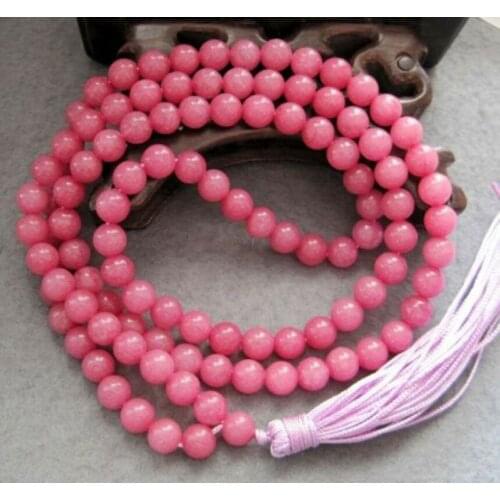 Handmade 8MM 108 Pink Rhodochrosite Beads Tibet Buddhist Prayer Mala Necklace