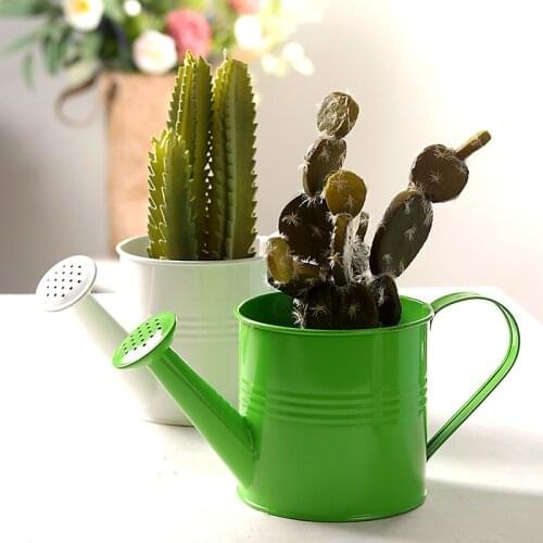 Succulents Flower Vase Watering Can Home Decor Creative Tinplate Succulents Artificial Flower Flower Arrangement Flower Pot