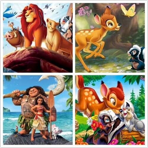 Disney Lion King Fawn Bambi 5d Diy Full Circle Diamond Embroidery Rhinestone Embroidery Kit Mosaic Handmade Home Decoration