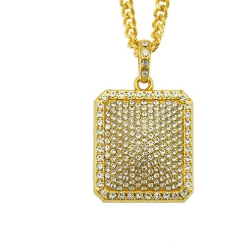 2021 Hip-hop Necklace Hard Goods Blingbling Rhinestone Pendant Necklace