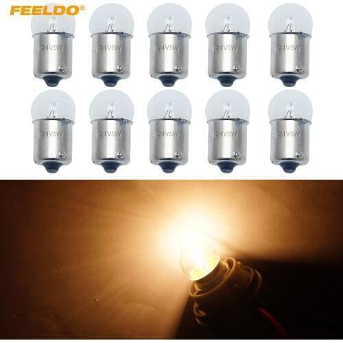 FEELDO 10pcs G18 24V5W BA15S 1156 Clear Glass Lamp Turn Tail Bulb Auto Truck Indicator Halogen Lamp #MX5128