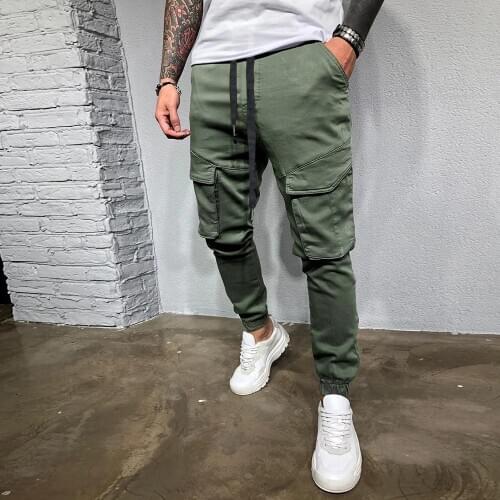 European Size Large Size Cotton Mens Autumn and Winter Fashion Casual Straight Pants Fitness Beam Feet Bib Overall