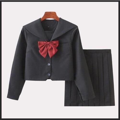 Girls Jk Suit Japanese School Uniform Clothing Long/Short Sleeve Black Tops Women Stage Cosplay Costumes Rave Outfits DQL5096
