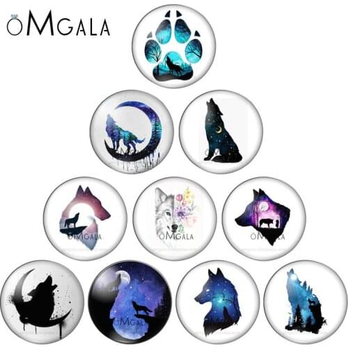 Fashion Painting Animals Cat Tiger Wolf Fox 10pcs 12mm/18mm/20mm/25mm Round photo glass cabochon demo flat back Making findings