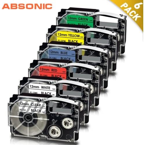 Multicolor XR-12WE XR-12X XR-12RD XR-12BU XR-12YW XR-12GN Label Tape Compatible for Casio KL-60 KL-60SR KL-120 130 Label Makers