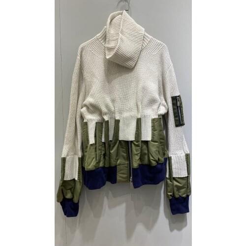 2020FW Autumn Winner New Women High Quality Patchwork Wool Knitted Jumpers Sweater 2 Color Tutu