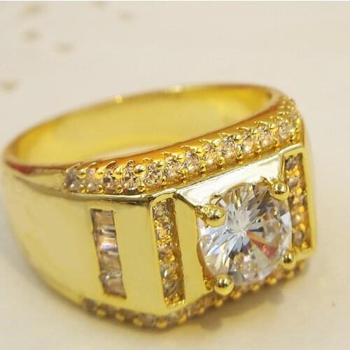 New Classic Brand Rings for men Genuine Austria Crystal 18KRGP Gold Color Fashion wedding ring CZ pave Sale Hot free shipping