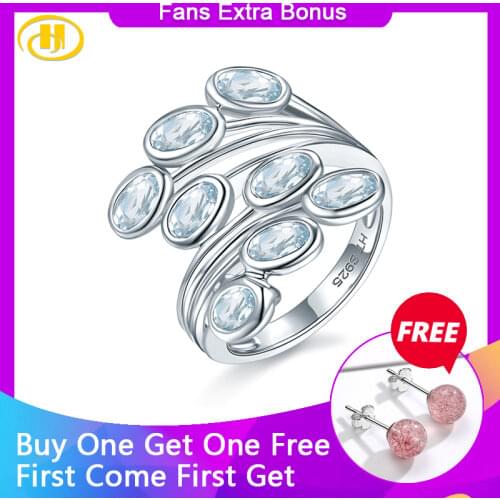 Hutang Womens Rings Natural Aquamarine Wedding Ring 925 Sterling Silver Leaf Fine Gemstone Elegant Jewelry for Best Gift New