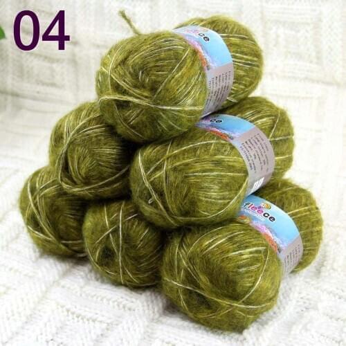 Sale 6SkeinX50gr Luxury Fluffy Soft NEW MOHAIR Shawls Hand Knit Crochet Yarn green 822-04-6