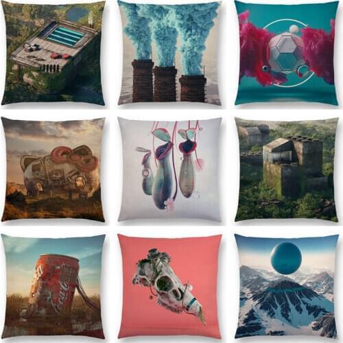 Hot Sale 3d Print Bright Colorful World Amazing Scenery Magic Things Suspension Fantasy Cushion Cover Sofa Throw Pillow Case