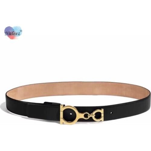 Brand Belt Women Genuine Cowhide Leather High Quality Copper Buckle Adjustable Dual Fall-Safe Waist Apparel Accessories Fashion