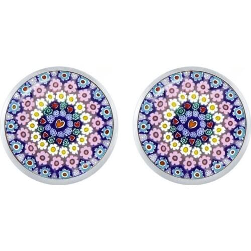 Murano Millefiori Stud Earrings multiColour Flower Ear Nail Inspired Glass Cabochon Earring Jewelry Women Girls Gift Wholesale