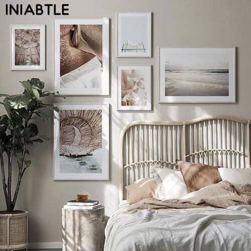 Nordic Seaside Beach Poster Sunrise Landscape Wall Art Print Canvas Painting Modern Scandinavian Picture Room Home Decoration