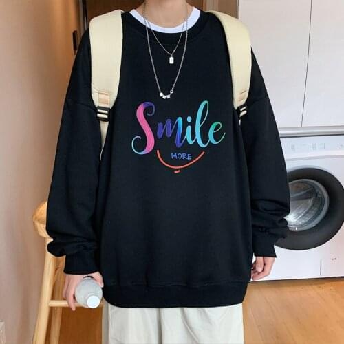 Hoodies Harajuku Rainbow Smile Pullover Sweatshirts Streetwear Hip Hop Mens Fashion Casual Loose Hoodie Tops Outerwear