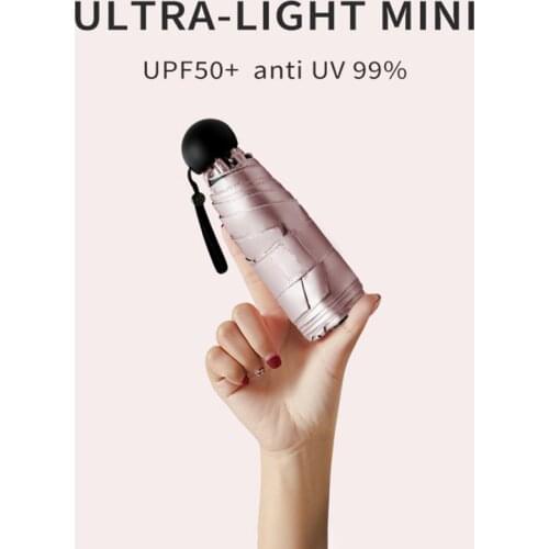 Ultralight Mini Pocket Sun Umbrella Rain Women Rose Gold Coating Umbrellas Portable Five-Folding Umbrella UV Parasol Outdoor