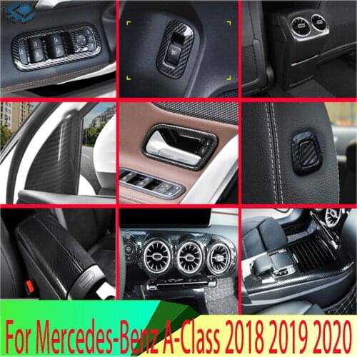 For Mercedes-Benz A-Class A180 A200 A250(V177/W177) 2018 2019 Carbon Fiber Style Inside Interior Cover Trim Full Set 25Pc