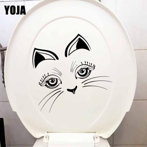 YOJA 24.1X20.6CM Wall Decal Cat Kitten Face Pet Animal Mural Toilet Stickers Art Decor T5-0068