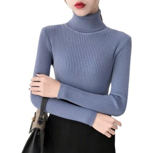 2021 Autumn Winter New Fashion Casual Solid Color Women Warm Sweater Female Sweater Slim Pullover Thicken Turtleneck Sweater