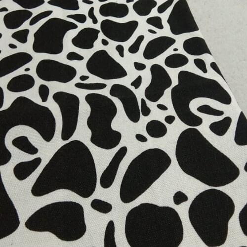 100% Cotton viaPhil Thick & Tough Black White Milk Cow Spots Printed Cotton Canvas Fabric Animal Fabric Party Home Decor