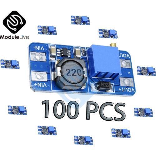 100PCS MT3608 DC-DC Converter For Arduino Board Boost Booster MAX output 28V 2A Power Apply Module Power Step Up Module