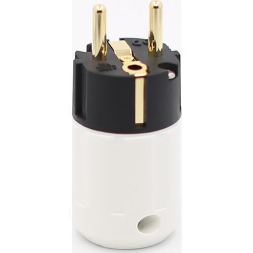 2Pieces 24K Gold Plated Schuko Male Plug HIFI EU Power Plug HIFI